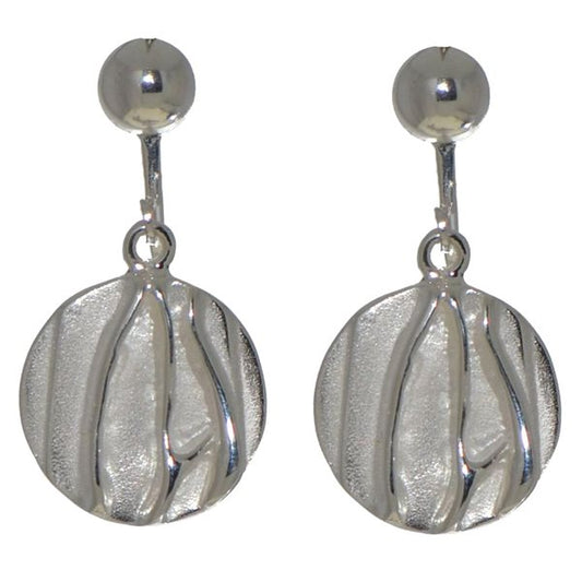 RHEA silver plated disc clip on earrings by VIZ