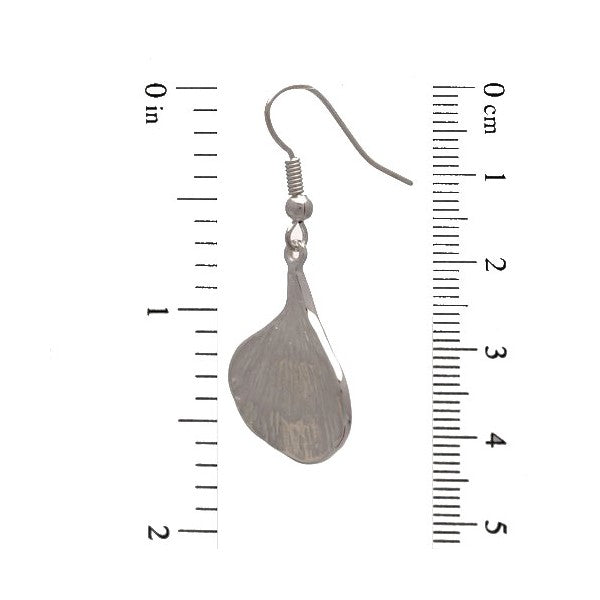 RICARDA Silver Plated Striated Petal Hook Earrings by VIZ
