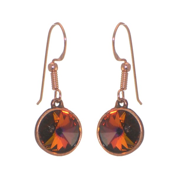 RIVOLI Antique Copper Volcano Crystal Hook Earrings