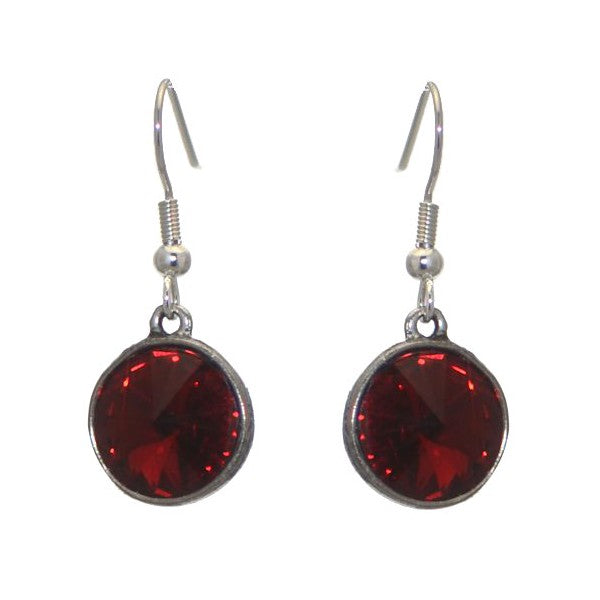 RIVOLI Antiqued Silver Siam Crystal plated Hook Earrings