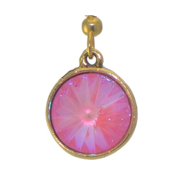 RIVOLI Gold plated Ultra Pink Crystal Hook Earrings
