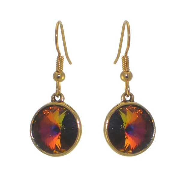 RIVOLI Gold plated Volcano Crystal Hook Earrings