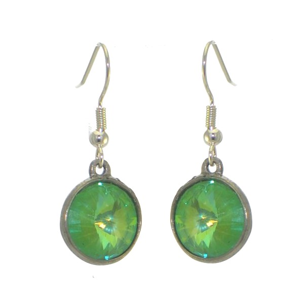 RIVOLI Silver plated Ultra Green Crystal Hook Earrings