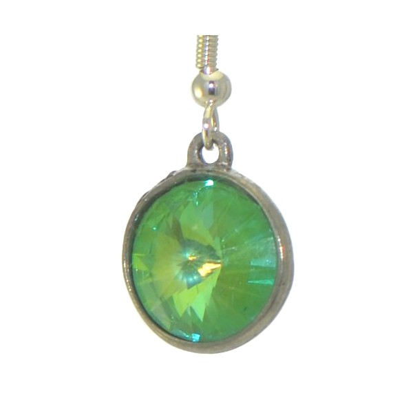 RIVOLI Silver plated Ultra Green Crystal Hook Earrings