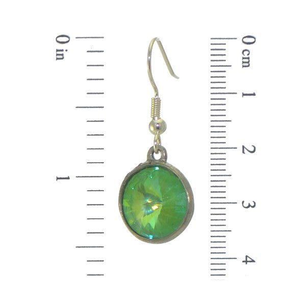 RIVOLI Silver plated Ultra Green Crystal Hook Earrings