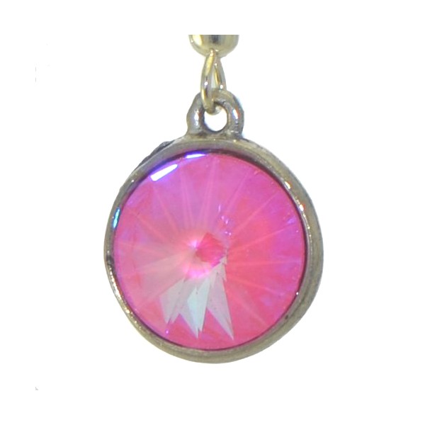 RIVOLI Silver plated Ultra Pink Crystal Hook Earrings