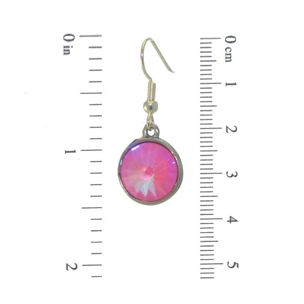 RIVOLI Silver plated Ultra Pink Crystal Hook Earrings