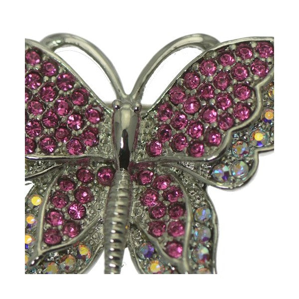 ROSETTA Silver Plated Pink Crystal Brooch