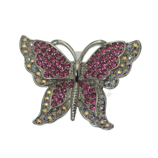 ROSETTA Silver Plated Pink Crystal Brooch
