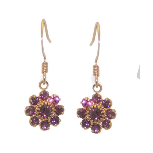 ROSINA Gold Plated Amethyst Crystal Hook Earrings