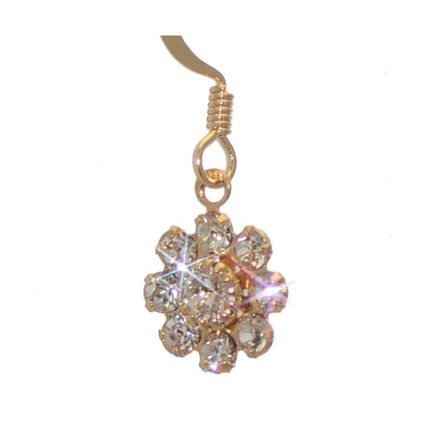 ROSINA Gold Plated Clear Crystal Flower Hook Earrings