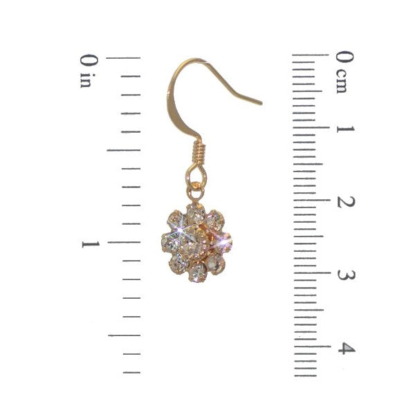 ROSINA Gold Plated Clear Crystal Flower Hook Earrings