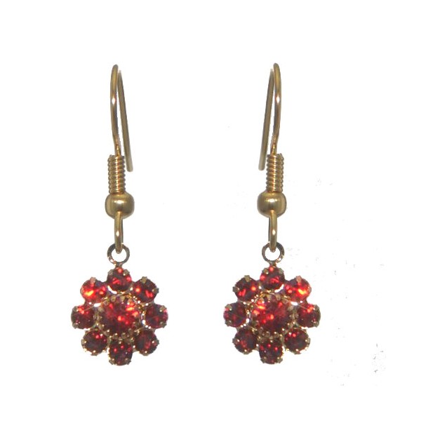 ROSINA Gold Plated Siam Crystal Hook Earrings