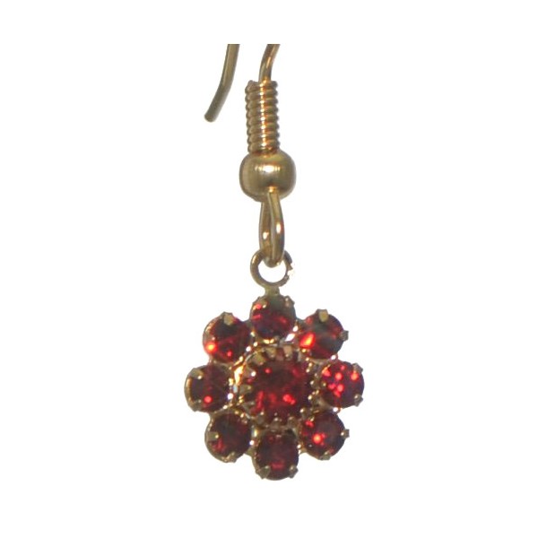 ROSINA Gold Plated Siam Crystal Hook Earrings