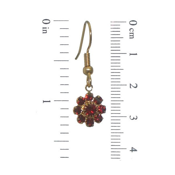 ROSINA Gold Plated Siam Crystal Hook Earrings