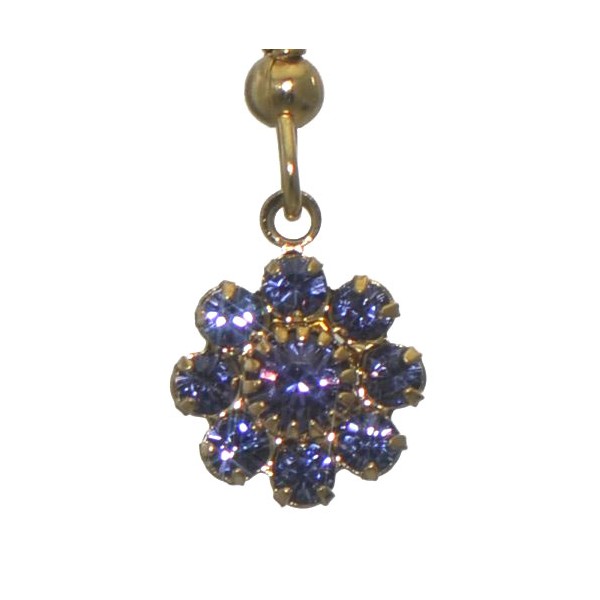 ROSINA Gold Plated Tanzanite Crystal Flower Hook Earrings