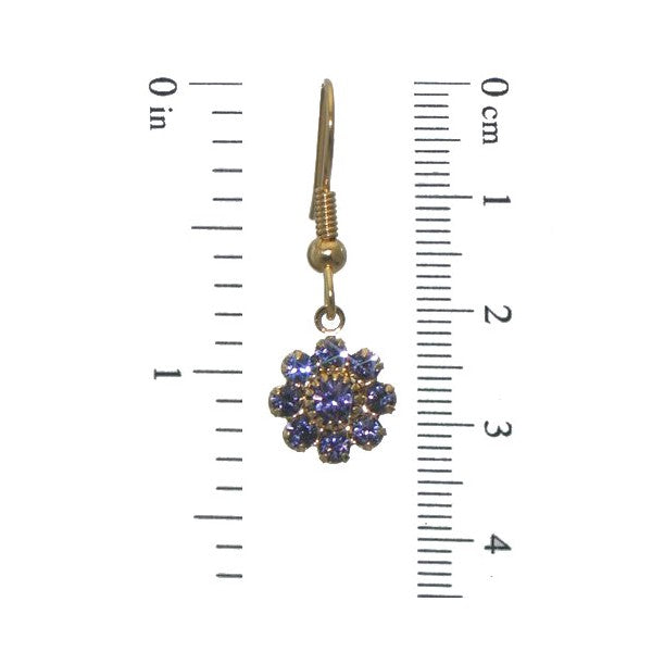 ROSINA Gold Plated Tanzanite Crystal Flower Hook Earrings