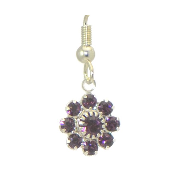 ROSINA Silver Plated Amethyst Flower Crystal Hook Earrings