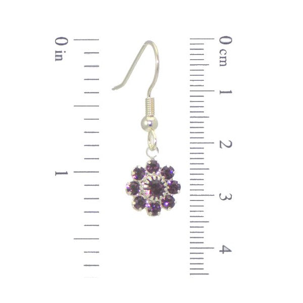ROSINA Silver Plated Amethyst Flower Crystal Hook Earrings