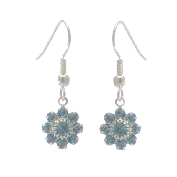 ROSINA Silver Plated Aquamarine Crystal Flower Hook earrings