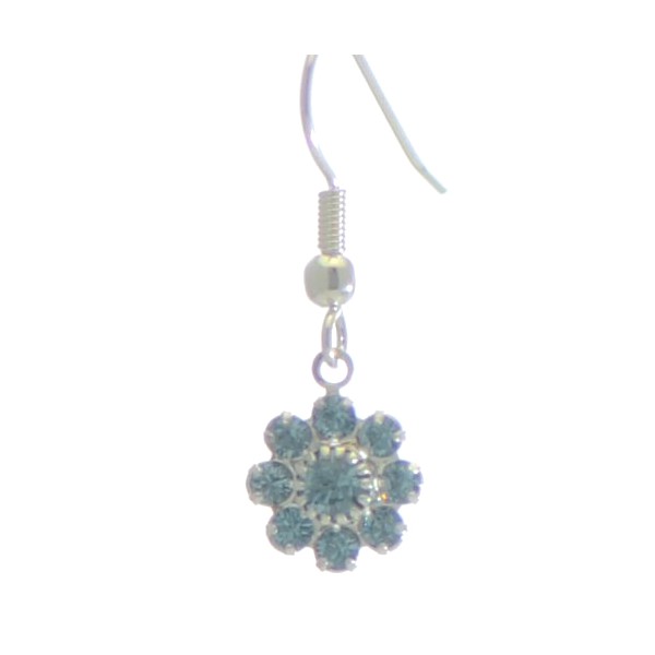 ROSINA Silver Plated Aquamarine Crystal Flower Hook earrings