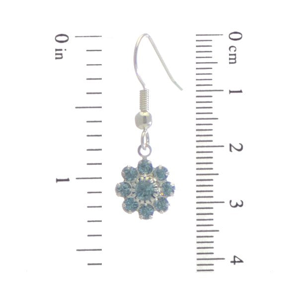 ROSINA Silver Plated Aquamarine Crystal Flower Hook earrings
