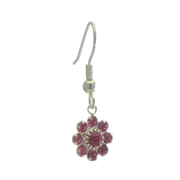 ROSINA Silver Plated Rose Crystal Flower Hook earrings
