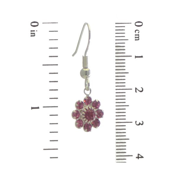 ROSINA Silver Plated Rose Crystal Flower Hook earrings