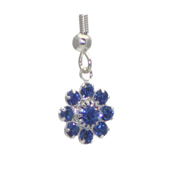 ROSINA Silver Plated Sapphire Crystal Flower Hook Earrings