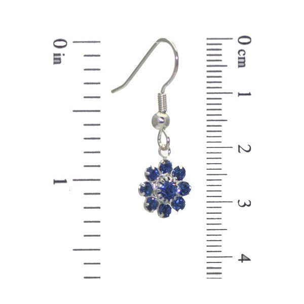 ROSINA Silver Plated Sapphire Crystal Flower Hook Earrings