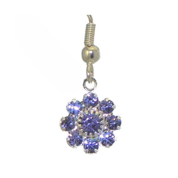 ROSINA Silver Plated Tanzanite Flower Crystal Hook Earrings