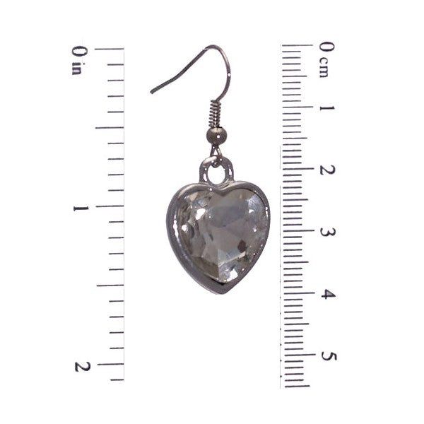 ROSWITHA Silver Plated Crystal Heart Hook Earrings
