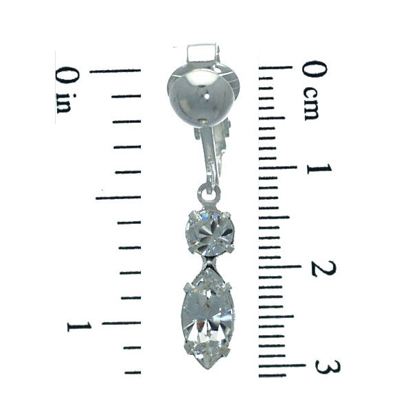 SALAMACINA Silver Plated Clear Crystal Clip On Earrings
