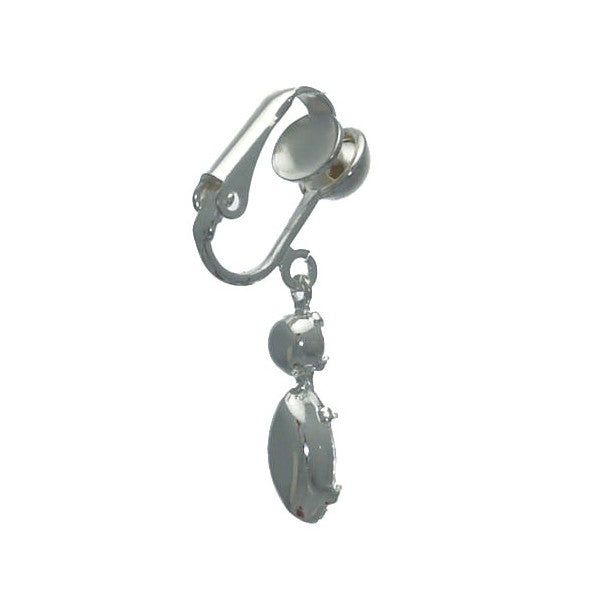 SALAMACINA Silver Plated Clear Crystal Clip On Earrings