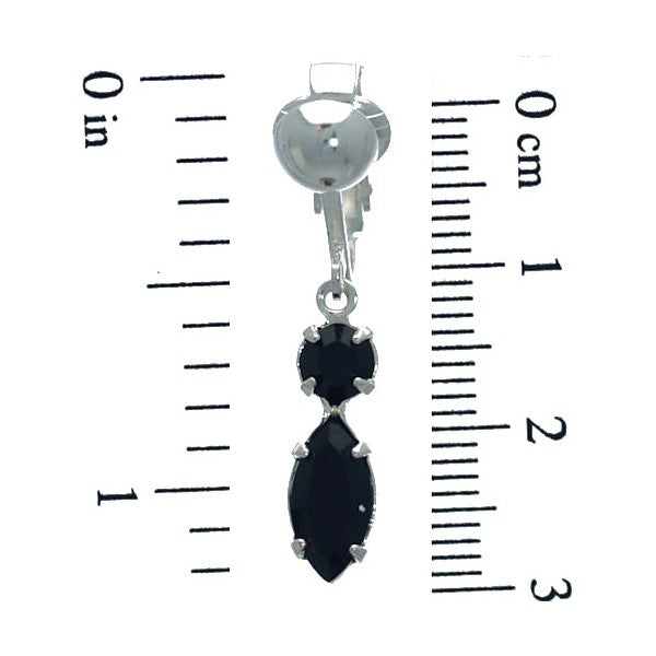 SALAMACINA Silver Plated Jet Crystal Clip On Earrings