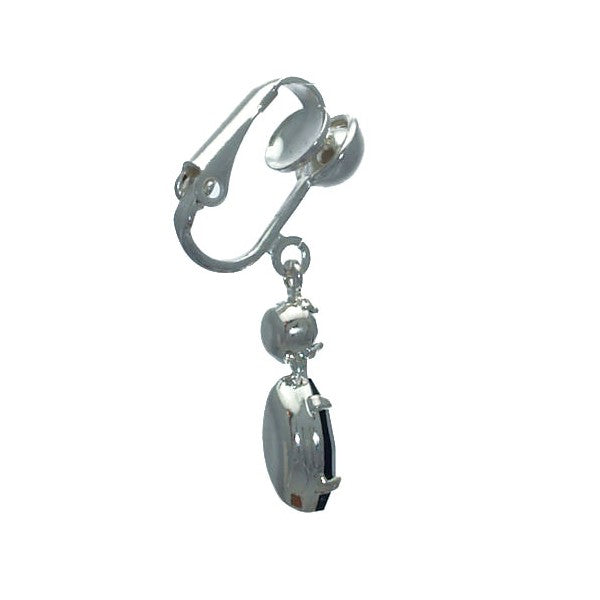 SALAMACINA Silver Plated Jet Crystal Clip On Earrings