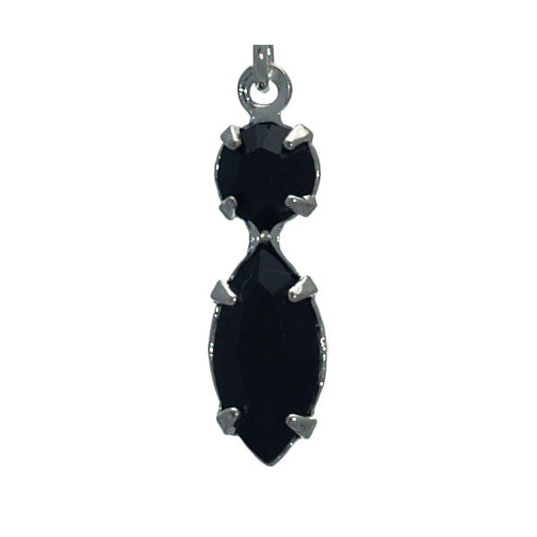 SALAMACINA Silver Plated Jet Crystal Hook Earrings