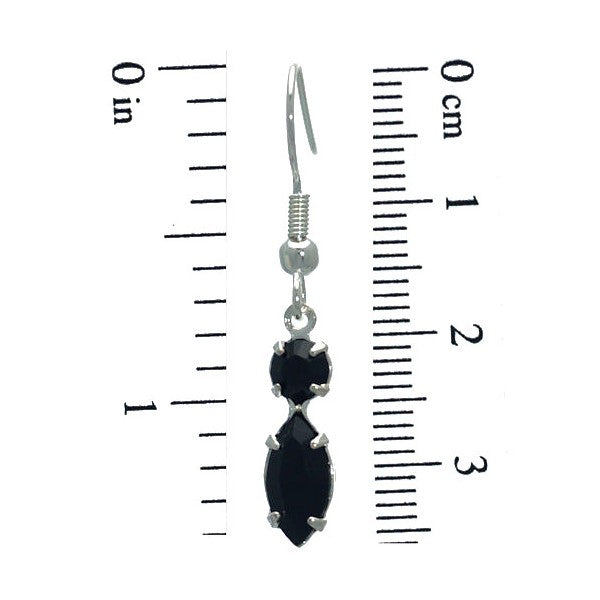 SALAMACINA Silver Plated Jet Crystal Hook Earrings