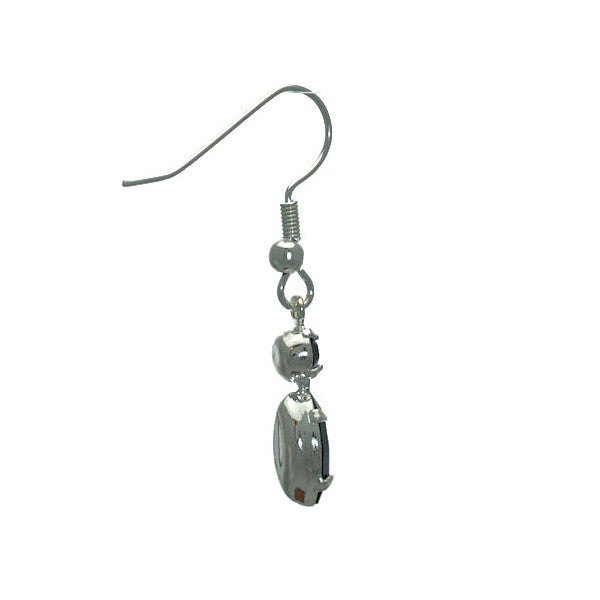 SALAMACINA Silver Plated Jet Crystal Hook Earrings