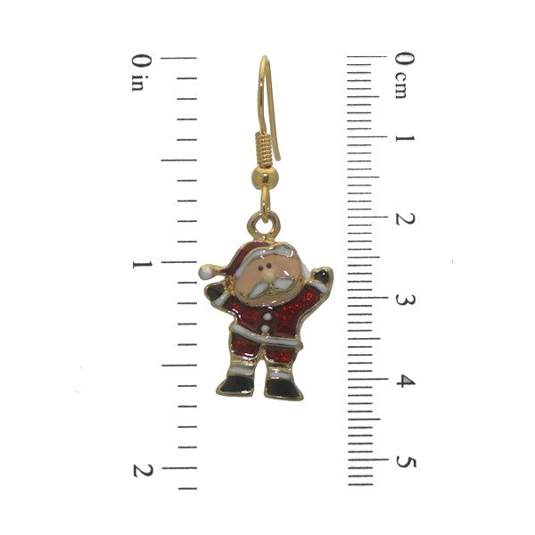SANTA RED Gold plated Father Christmas Hook Earrings