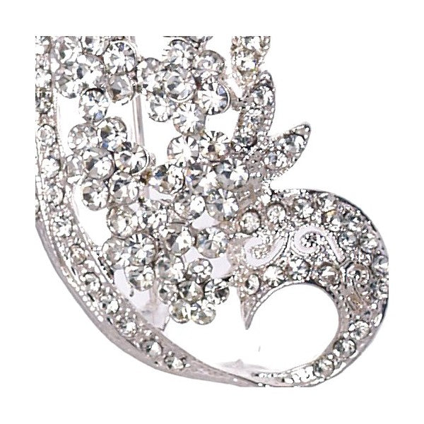 SARA-LOU Silver tone Crystal Spray Brooch