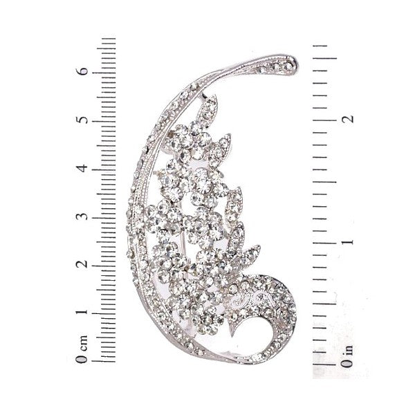 SARA-LOU Silver tone Crystal Spray Brooch
