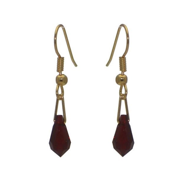 SERAPHINA Gold Plated Siam Crystal Hook Earrings