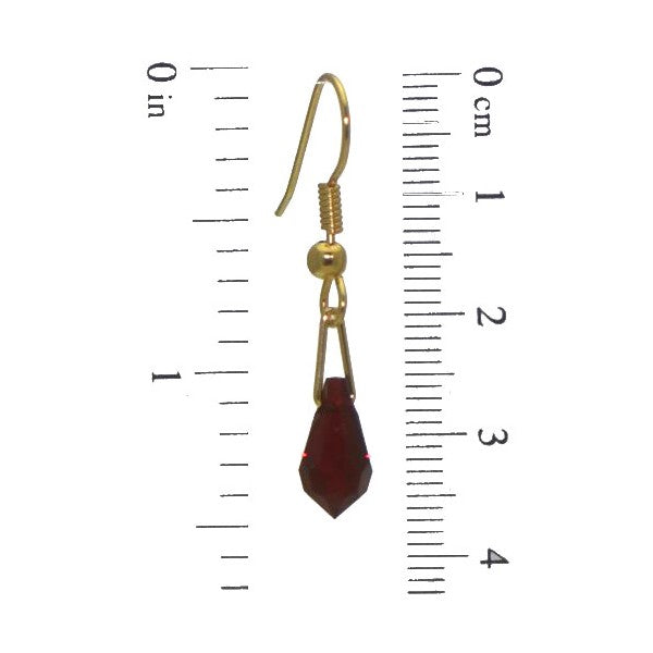 SERAPHINA Gold Plated Siam Crystal Hook Earrings