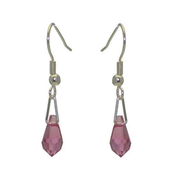 SERAPHINA Silver Plated Light Rose Crystal Hook Earrings