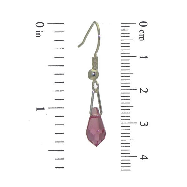 SERAPHINA Silver Plated Light Rose Crystal Hook Earrings