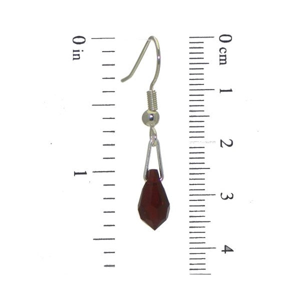 SERAPHINA Silver Plated Siam Crystal Hook Earrings