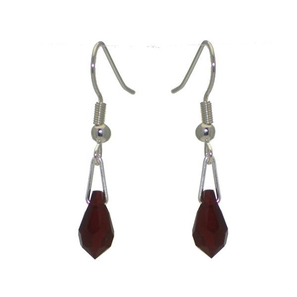 SERAPHINA Silver Plated Siam Crystal Hook Earrings