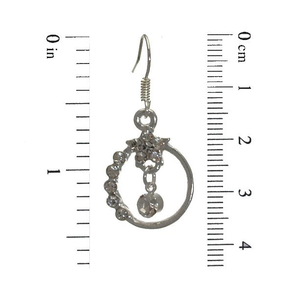 SHARONA Silver tone Crystal Hoop Hook Earrings