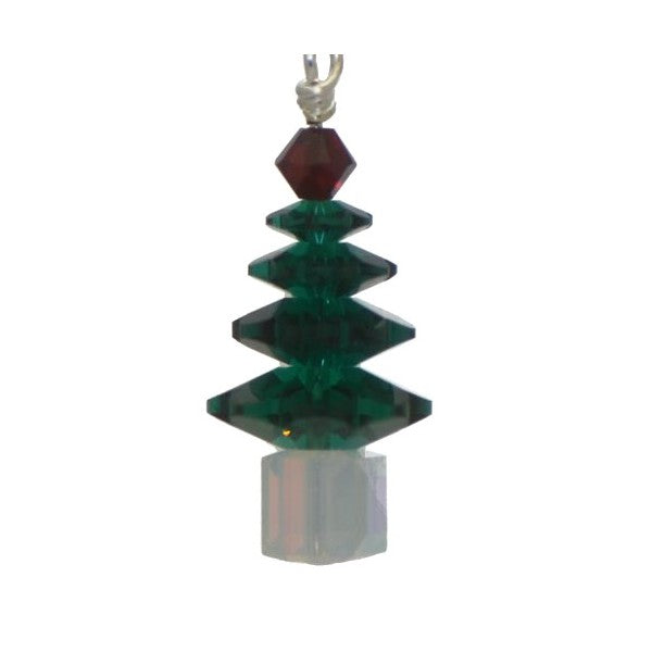 SPARKLING PINE Silver Plated Emerald Xmas Tree Hook Earrings